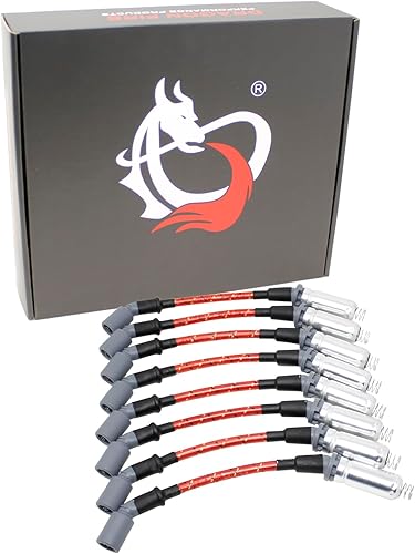 DRAGON FIRE PERFORMANCE Juego de cables de bujías trenzados de tela clásica roja clásica vintage compatible con Buick Chevrolet GMC Cadillac Pontiac