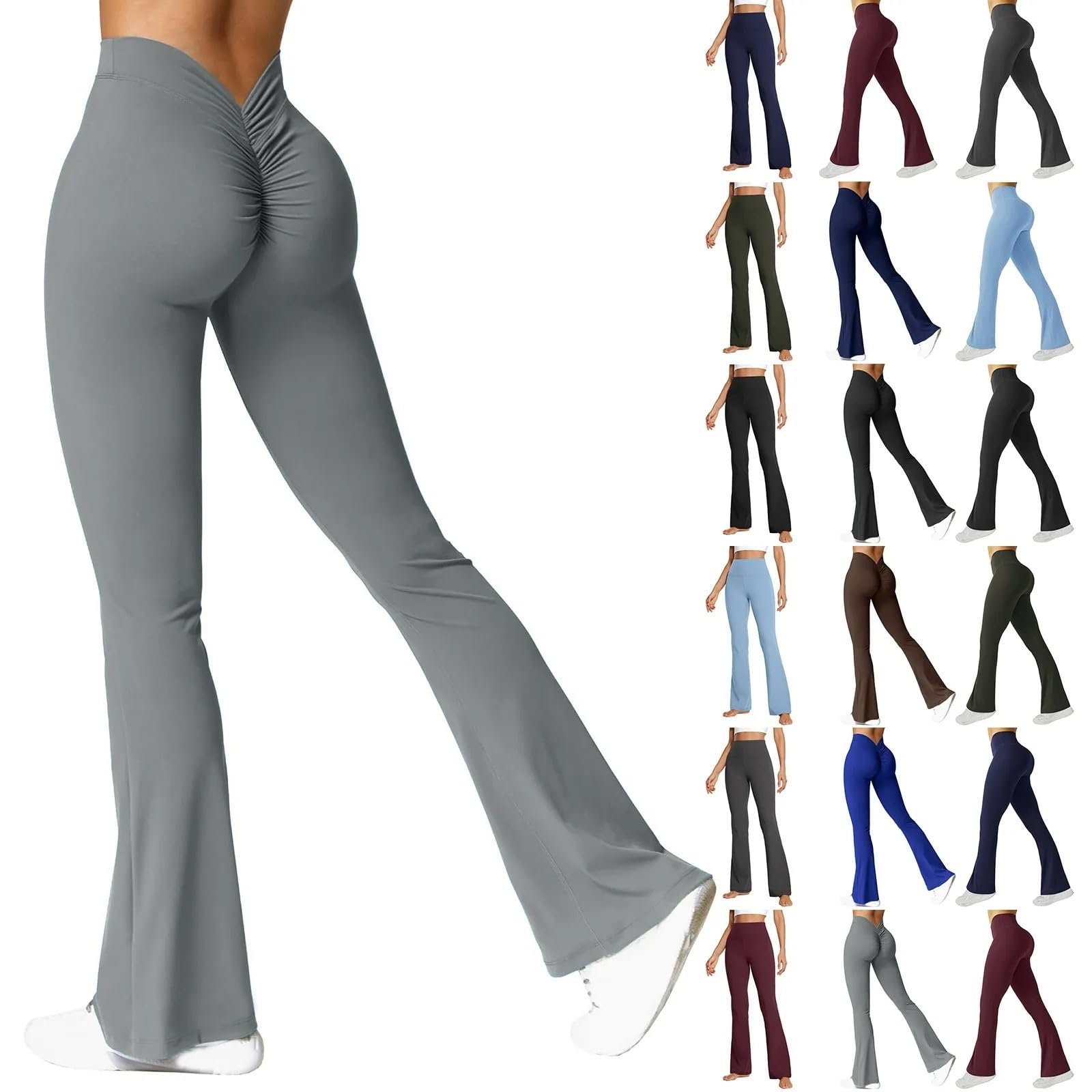 Stretch-Yoga-Leggings for Damen – Lange, ausgestellte Fitnesshose, lässige Sport- und Laufhose, Standarddicke(Black,S)