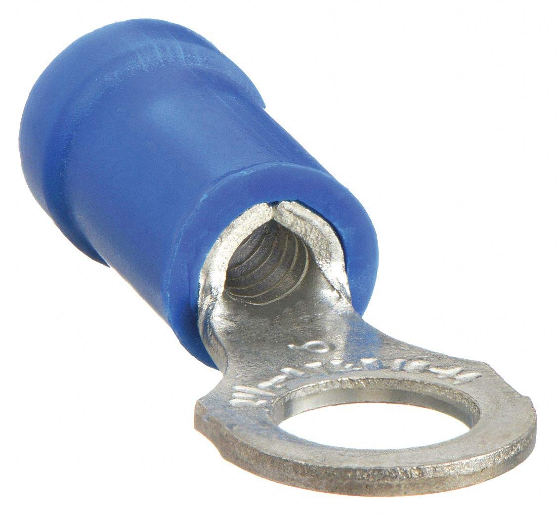 STA-KON Ring Terminal, Blue Vinyl, Brazed Seam, 16 to 14 AWG, 100 PK - pkg. of 100