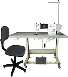 Máquina de Costura Reta Industrial Singer 114G-20CFB com Corte de Linhas e Motor Direct Drive 110V + Cadeira Ergonômica para Costureira SF1130