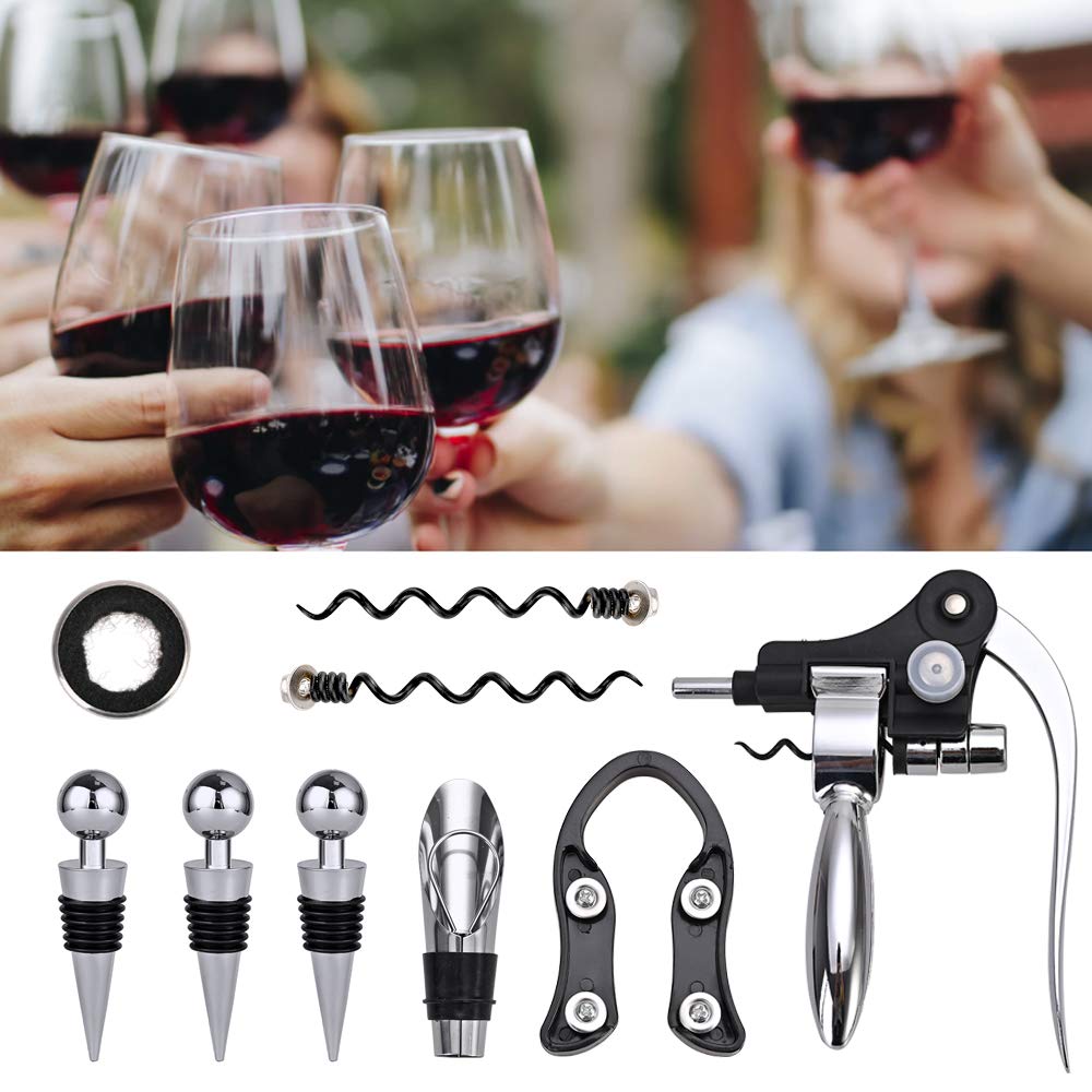 LUCYLANKER Ah So Apribottiglie per Vino, Cavatappi per Vino Antico con Custodia Portatile in Pelle, Estrattore di Sughero a Due Punte con Apribottiglie per Intenditori di Vino da Stappare (01