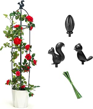 Tower Obelisk Garden Trellis for Climbing Plant,48inch Rustproof Fiberglass Potted Plant Support for Indoor Outdoor Vegetable Fruits Climbing Vines Flowers Stands with 20 Ties 1 Pack