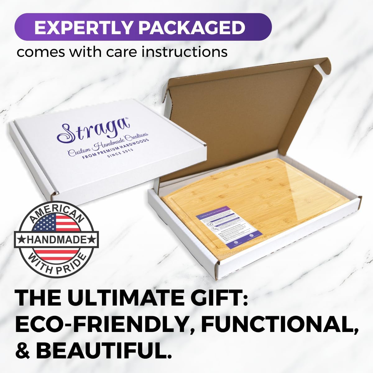 Straga Organic Moso Bamboo Cutting Board (15"x 12"x 0.75") Wood Cutting Board with Juice Groove - Premium, Dual Function Wooden Cutting Boards for Kitchen - Free Care Kit Included, Oil & Applicator…