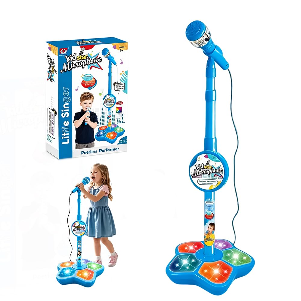 Kids Microphone And Stand, Kids Karaoke Machine, Blue