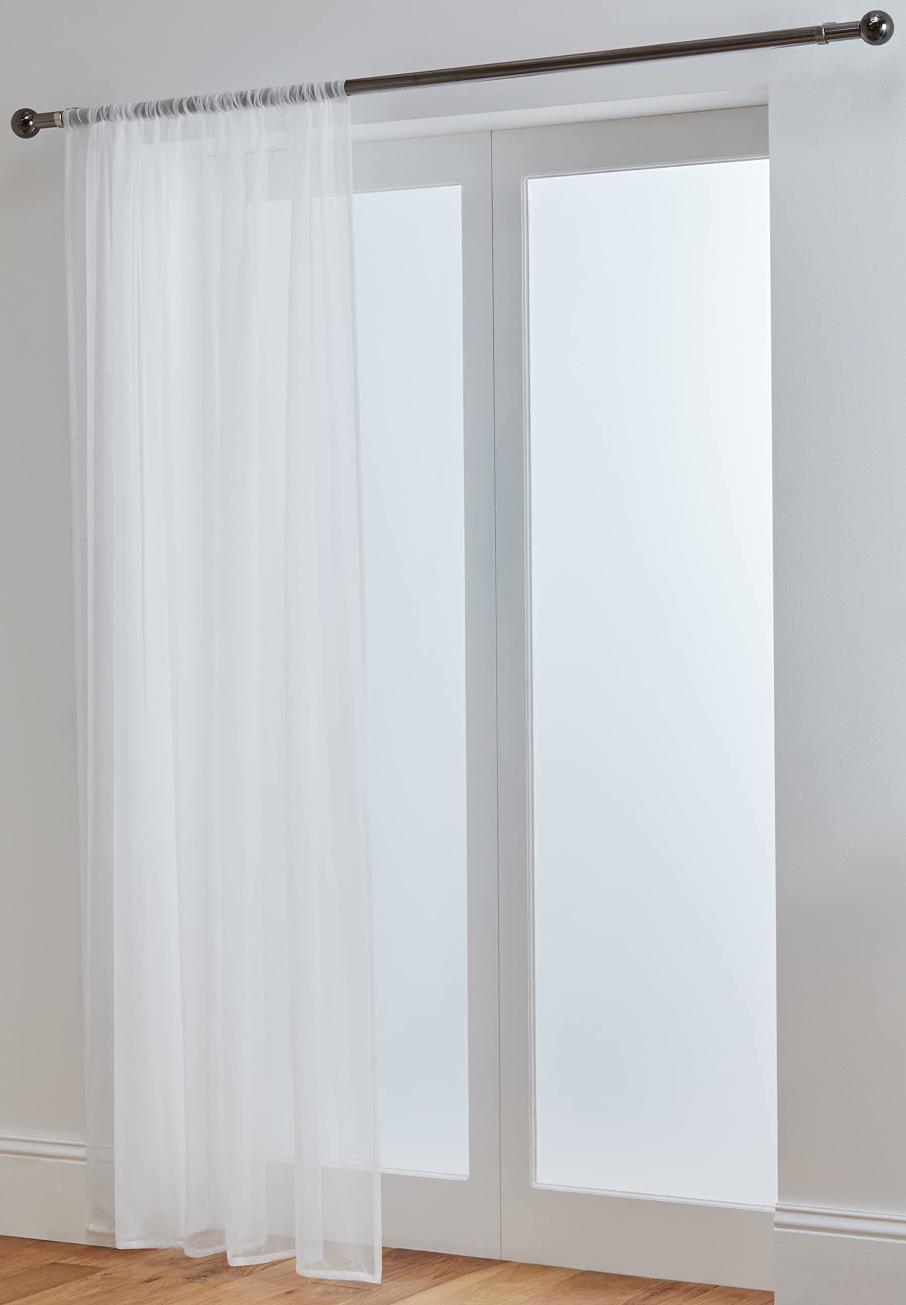 John Aird Lucy Voile Curtains - Rod Pocket Slot Top - Net Curtains - 1 Panel (White, 58" Wide x 90" Drop) — image 1