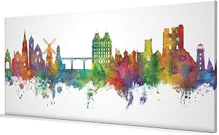 Scarborough England Skyline Box Canvas Print -7371