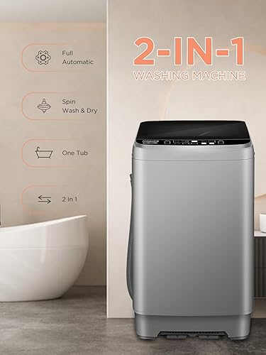 Miniatura 5 de Lavadoras de 25 libras con 10 programas y 8 niveles de agua, lavadora automática completa con bomba de drenaje y pantalla LED para el hogar