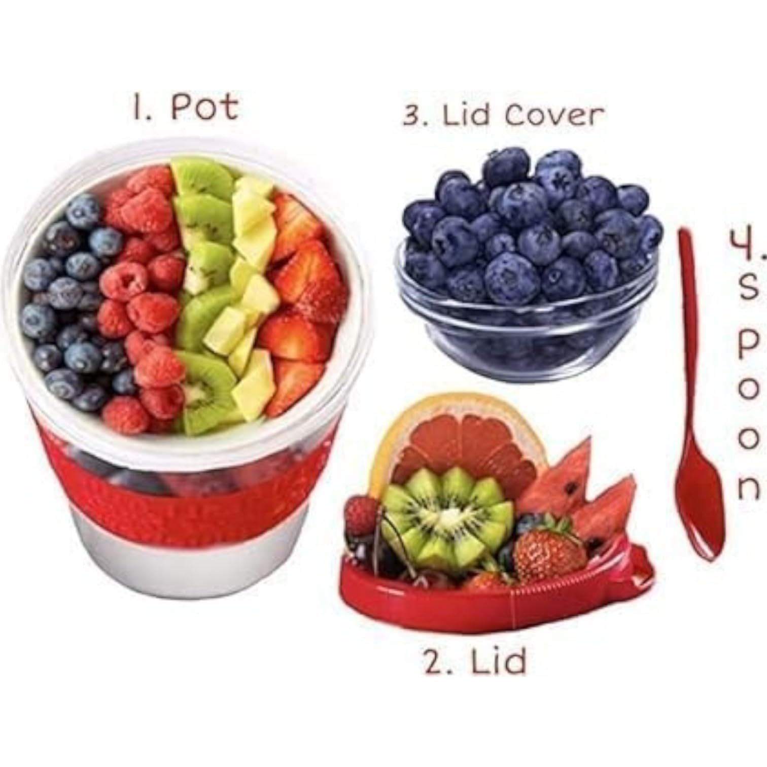 Pro Home Yogurt Pot With Spoon 20oz/600ml Bpa Free Reusable Airtight Dishwasher Safe On The Go Yoghurt Pots With Lids Museli Cereal Cup Containers Overnight Oats Jar Storage (Cream) - Image 4