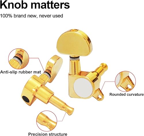 Miniatura 47 de SAPHUE Afinadores de guitarra de 4.331 in, un juego de llaves de afinación de guitarra clásica negra 1R1L, clavijas de cuerda para guitarra clásica