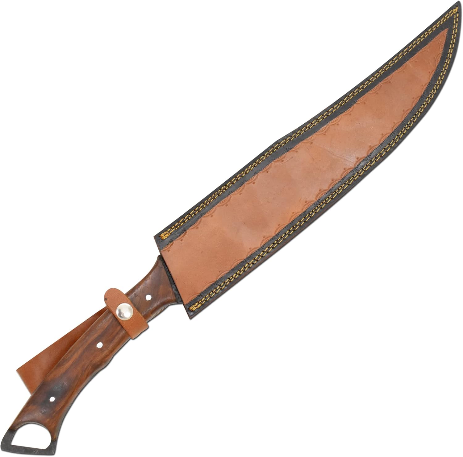 Fixed-Blade Full Tang 1075 High-Carbon-Steel Blade Hunting-Machete for Cutting Splitting (Brown-1)