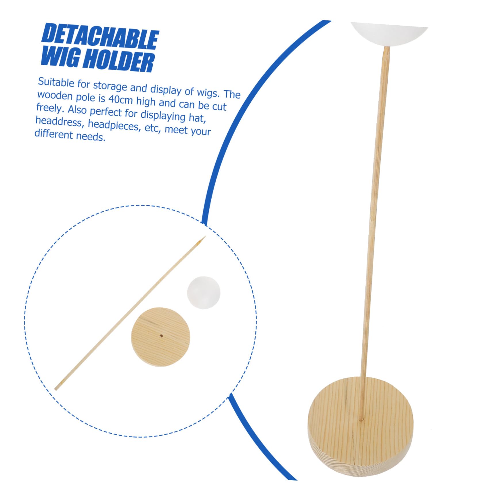 SHERCHPRY 1Pc Portable Wig Stand Detachable Wig Holder for Displaying Wigs Hats Headpieces High Grade Material Easy to Use for Styling Drying