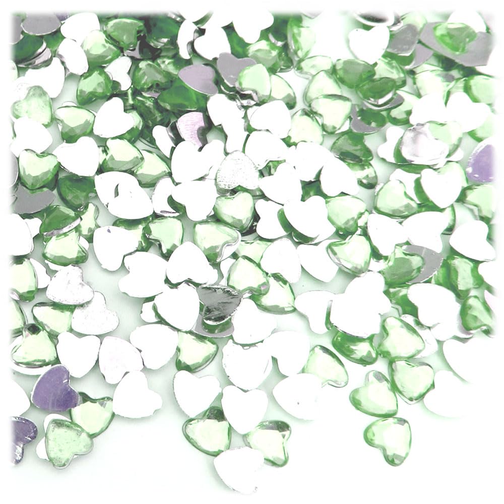 The Crafts Outlet 144pc Rhinestones Heart 8mm - Flatback Emerald Green EGR