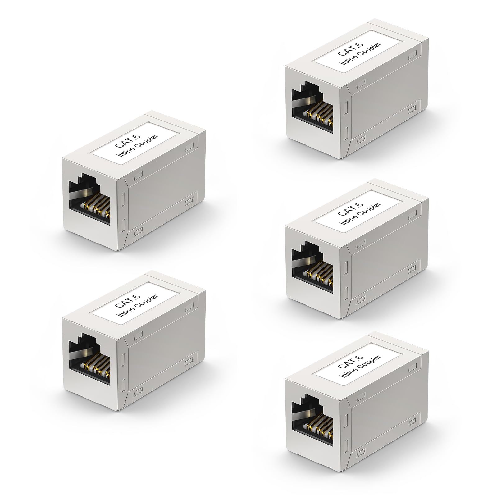 VCE Accoppiatore RJ45 Femmina Schermato, Adattatore RJ45 POE Cat6/Cat5e/Cat5, Prolunga Cavo LAN 5 Pezzi, per Router, Modem, PC, TV