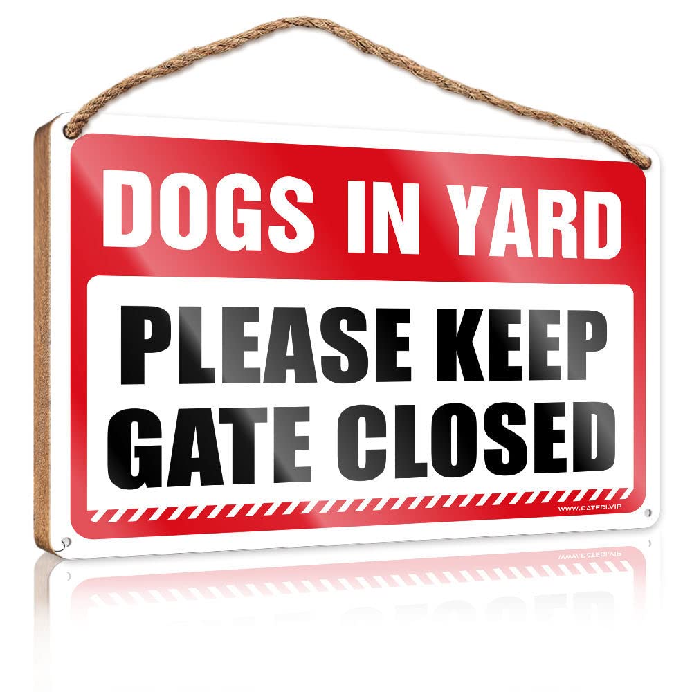 Dtha One Color Winter Signs For Home Decor Dogs In Yard Keep Gate Closed Wooden Sign Signs And Plaques Hanging Signs For Home Decor(15X28cm)