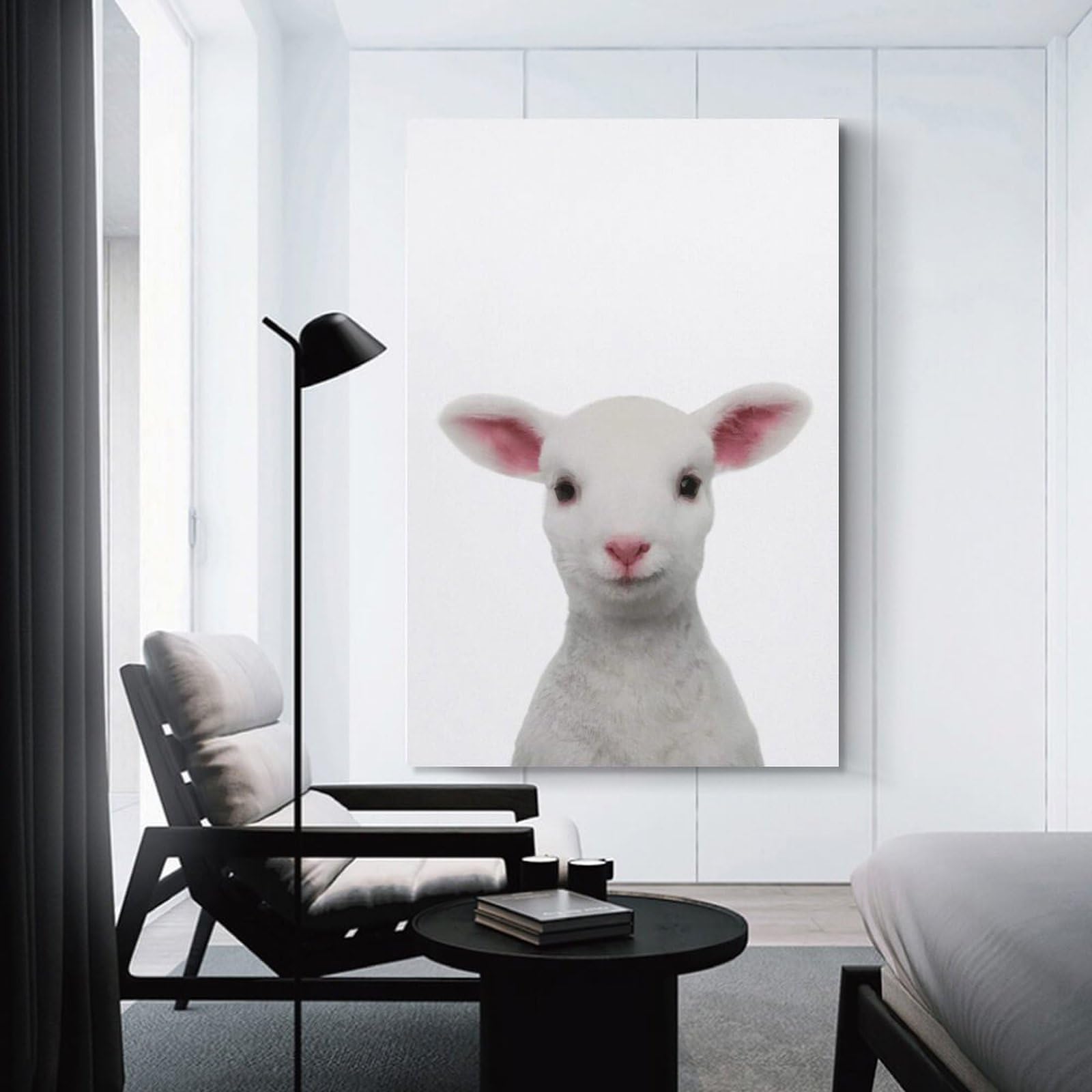 Junmoney Unframe-Style-10 Lamb Baby Animal Canvas Art Print 24X36inch(60X90cm), For Bedroom Decor, Cosy Corners Or Studios, An Easy Wall Refresh For Bedrooms