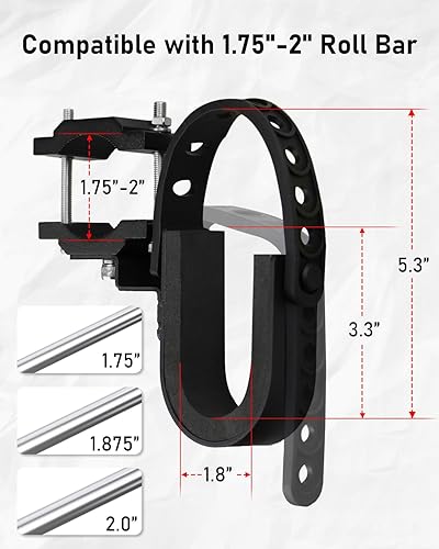 Miniatura 2 de Belinous Soporte para Armas UTV, Rack para Armas UTV Rack para Arco Soporte para Pala se Ajusta a Barras de Rollo de 1.75"- 2" Compatible con