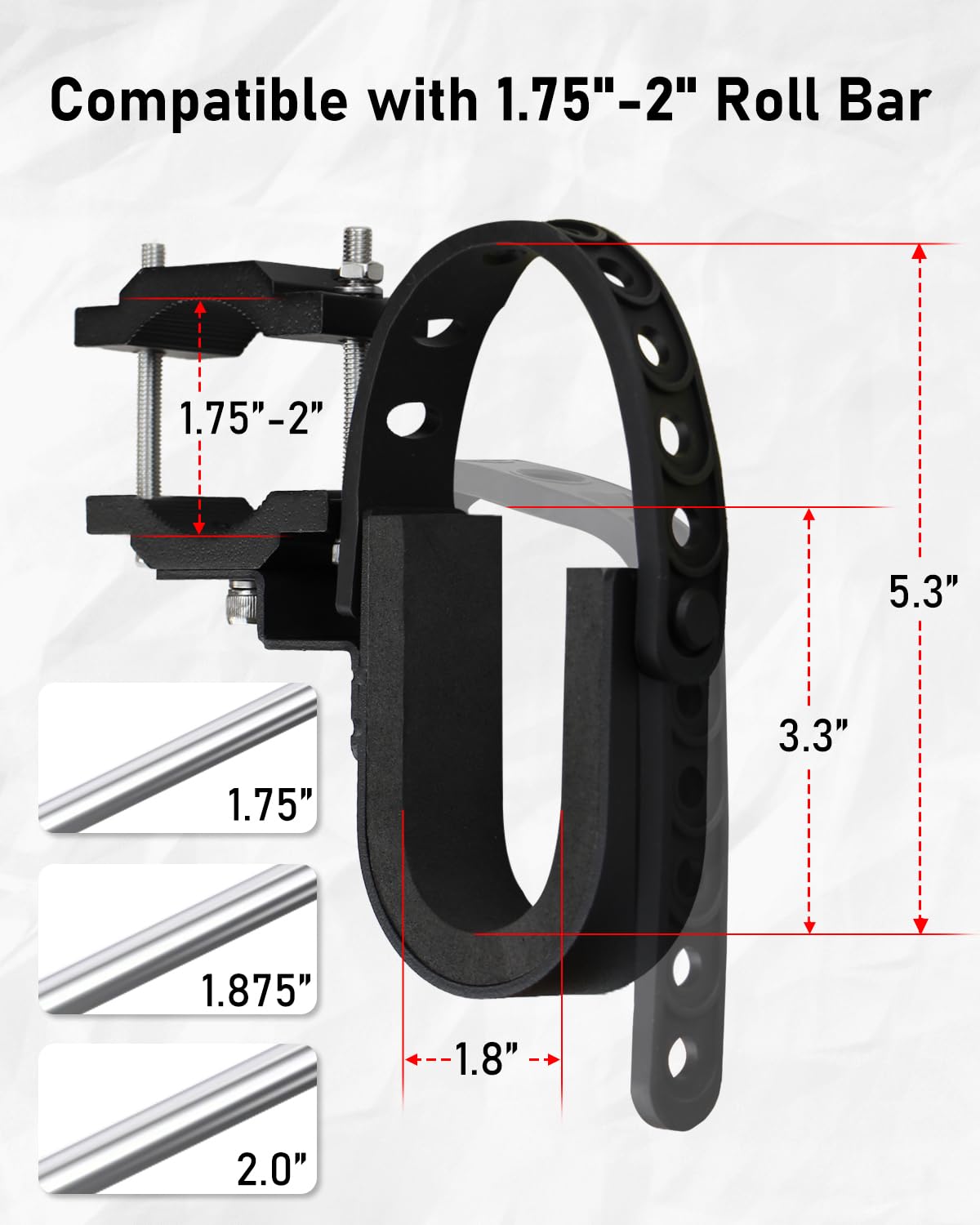 Belinous UTV Gun Holder, UTV Gun Rack Bow Rack Shovel Mount Fits for 1.75”- 2” Roll Bars Compatible with Polaris RZR Ranger Can-Am Kawasaki Snowmobile Golf Cart