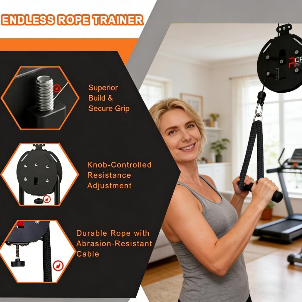 Sistema Compacto De Poleas Y Cuerda Sin Fin: Sistema De Poleas Y Cables Ajustables para Entrenamientos En Casa, Espacios Pequeños Y Rutinas De Ejercicios De Cuerpo Completo.