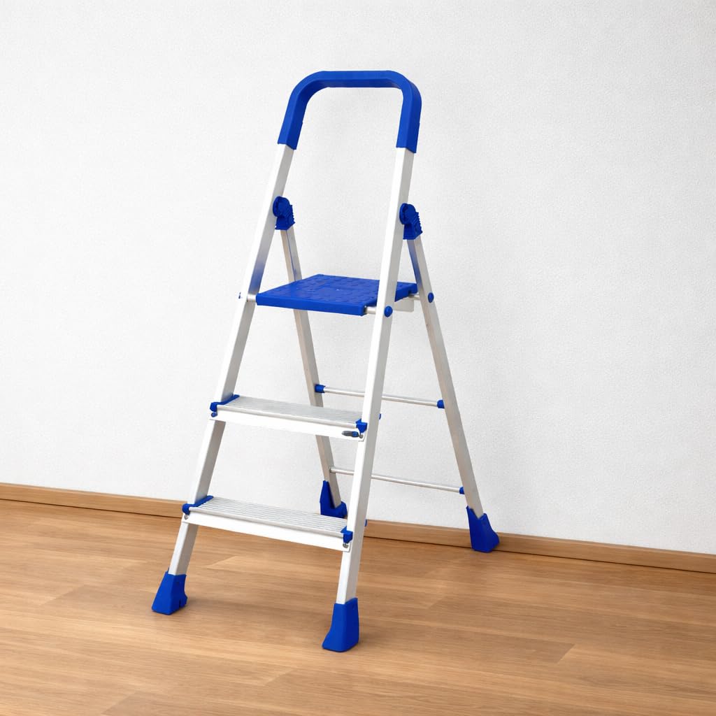 Parasnath Maple 3 Step Light Weight Aluminium Step Ladder 3.2 Ft Heavy Duty Folding Ladder Made in India 1