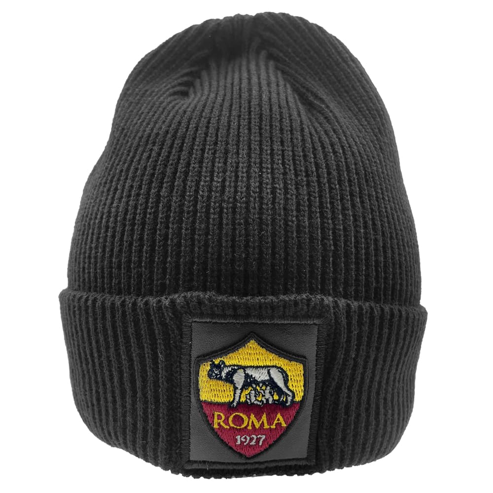 Cappello Skipper a Maglia con Patch Pelle Ricamato AS Roma Prodotto Ufficiale