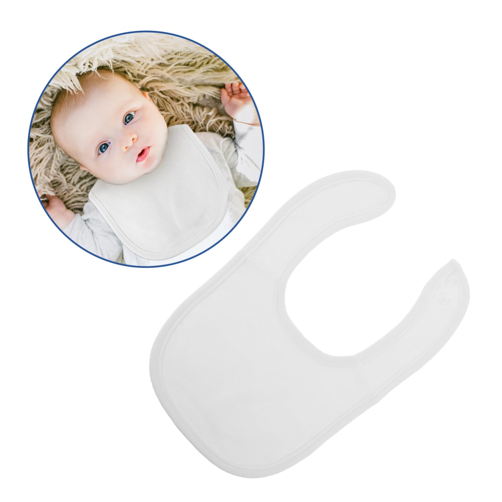 Healeved Baberos para Ñiño de Algodón, Doble Capa, 8 Piezas, Blancos