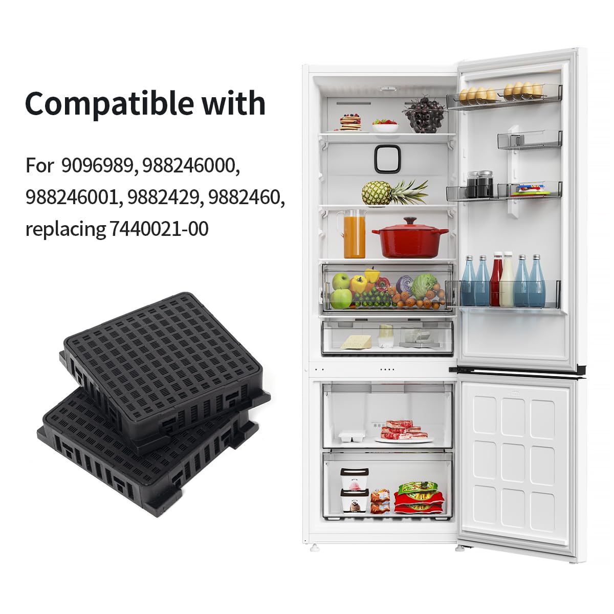 4 filtros de carbón activado para frigorífico Liebherr Fresh Air – Reemplazan 7440021-00 [9096989, 988246001, 988246000, 9882429] - Negro