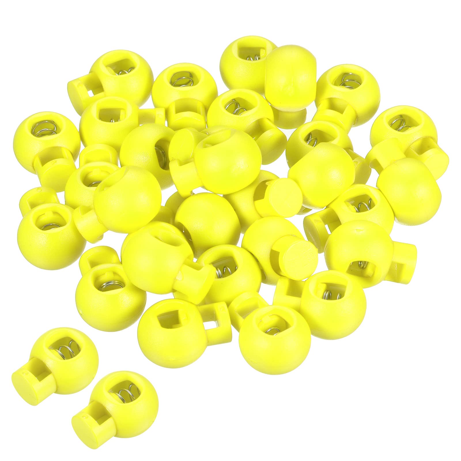 PATIKIL Cord Locks, 30 Pack Ball Spring Toggle Stopper for Drawstring Bag Shoelaces Yellow, 17x22mm