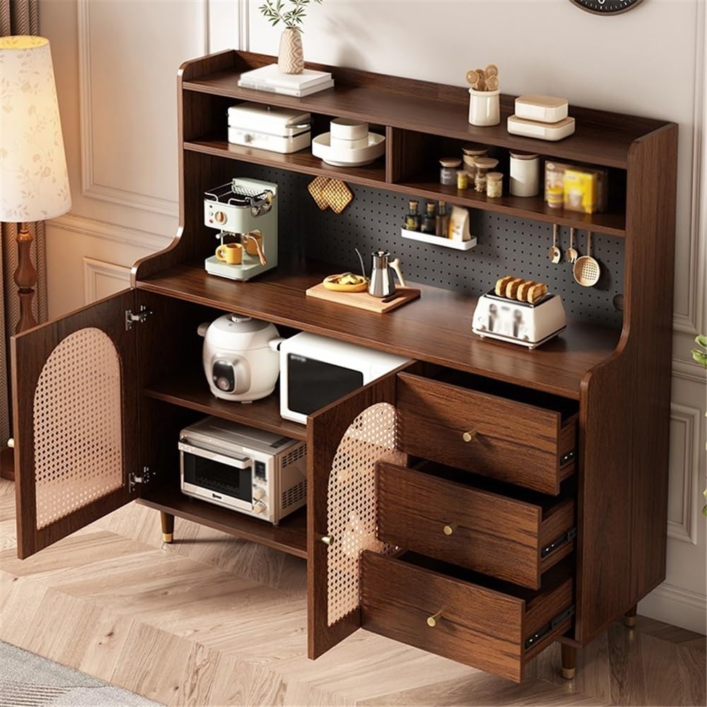 Buffet Meuble d'appoint de Salle à Manger en Panneau perforé Contre Le Mur, Meuble vin intégré au Salon