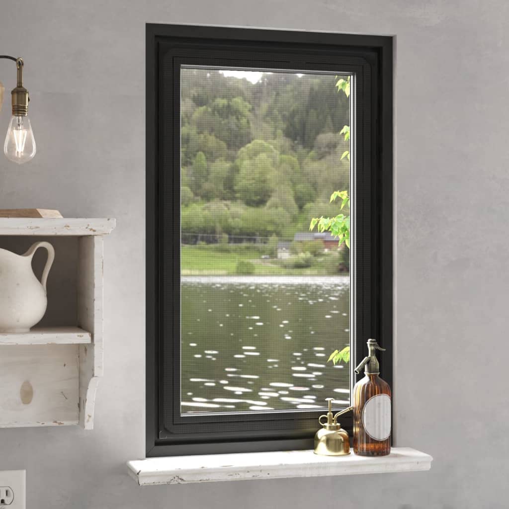 Zanzariera magnetica per finestre, 80 x 140 cm, tessuto in fibra di vetro resistente ai raggi UV, facile montaggio senza fori, colore antracite