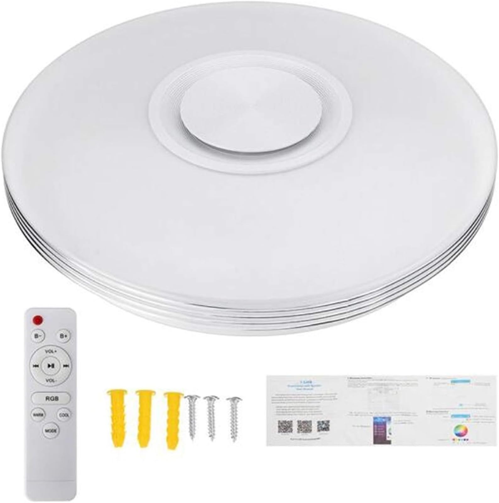 40 Cm Lampada Da Soffitto Musicale Per Bagno IP65 Impermeabile RGB Cambio Colore Dimmerabile Lampada Da Soffitto Con Altoparlante Bluetooth APP E Telecomando Paralume Cielo Stellato