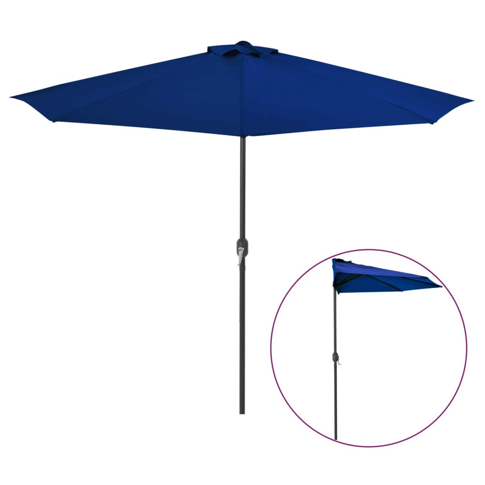 Tidyard Parasol de Balcon Parasol de Jardin Demi Mât en Aluminium Bleu 300x150x253 cm