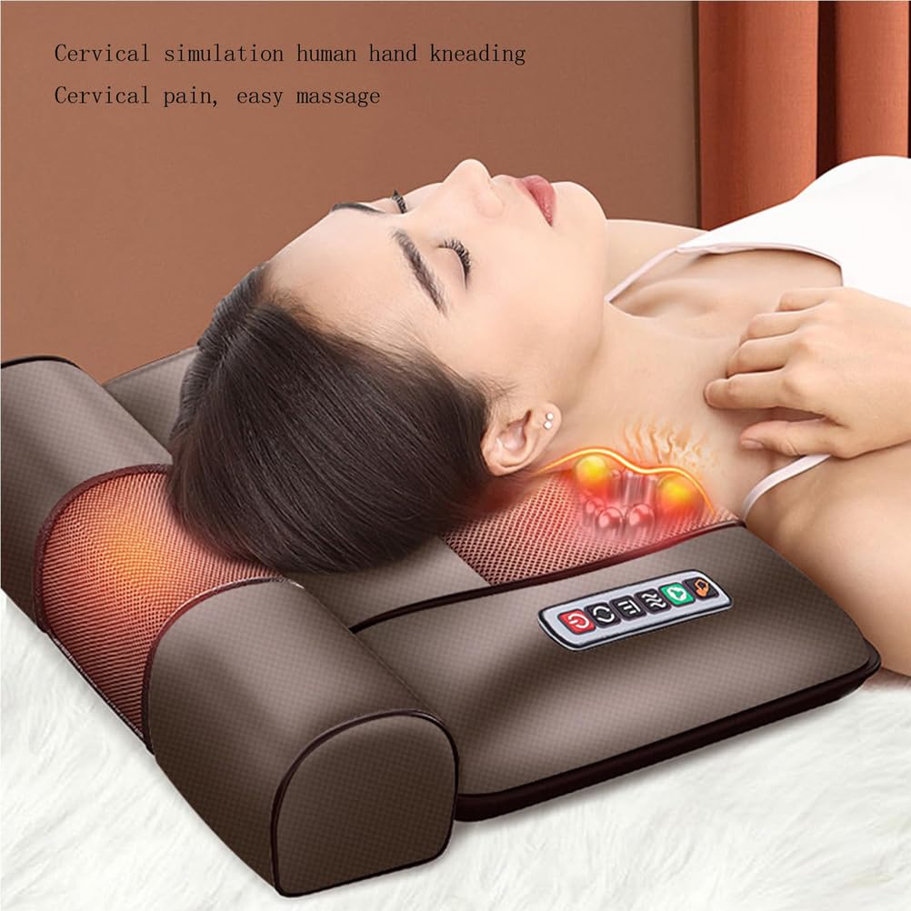 Alfombrilla De Masaje De Cuerpo Completo con Calor y 10 Nodos Vibratorios | Almohadas ajustables y almohadillas térmicas para la relajación muscular del cuello y la espalda
