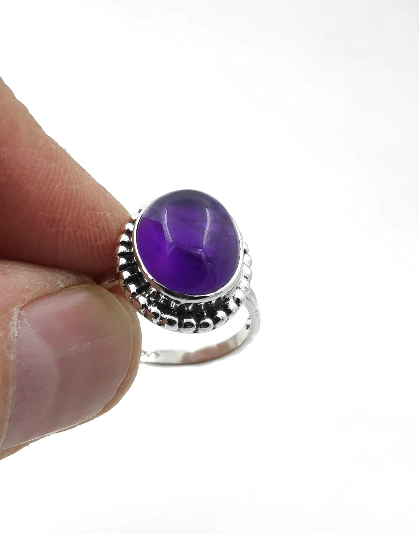 Amethyst-Stein-Silberring 925 Sterling Silber für Frauen
