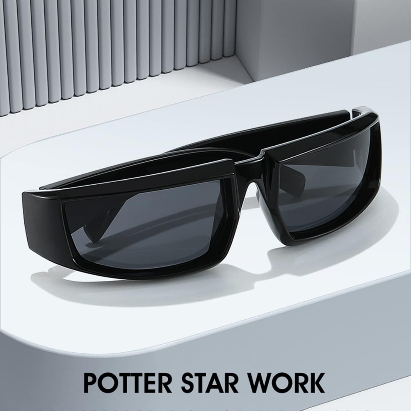 Miniatura 4 de ADE WU Gafas de sol envolventes para mujeres y hombres, gafas de sol futuristas, lentes de sol rectangulares de moda Y2K de moda