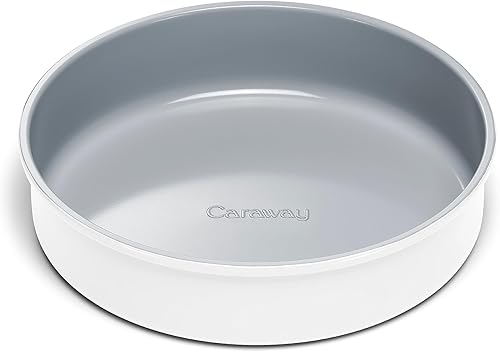 Caraway Sartén circular de cerámica antiadherente de 9 pulgadas, revestimiento de cerámica naturalmente resbaladizo, no tóxico, libre de PTFE ni