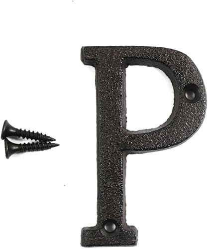 Miniatura 17 de Letras del abecedario de 3" en metal de hierro fundido decorativas, estilo clásico, para colgar letreros de pared, dirección, nombre, letrero con la