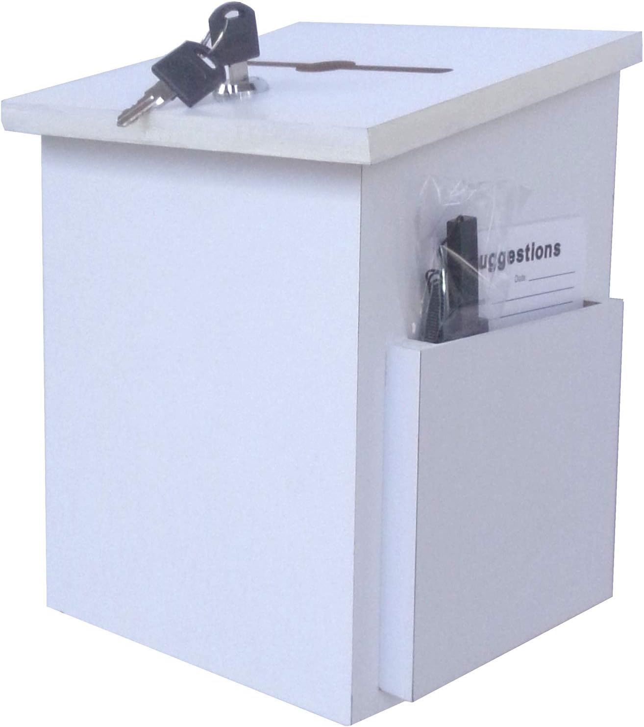 FixtureDisplays® Comment Collection Box Suggestion Donation Box Charity Box Ballot Box 7.5"W x 7.5"H x 9-7/8" D 15659-White : Office Products