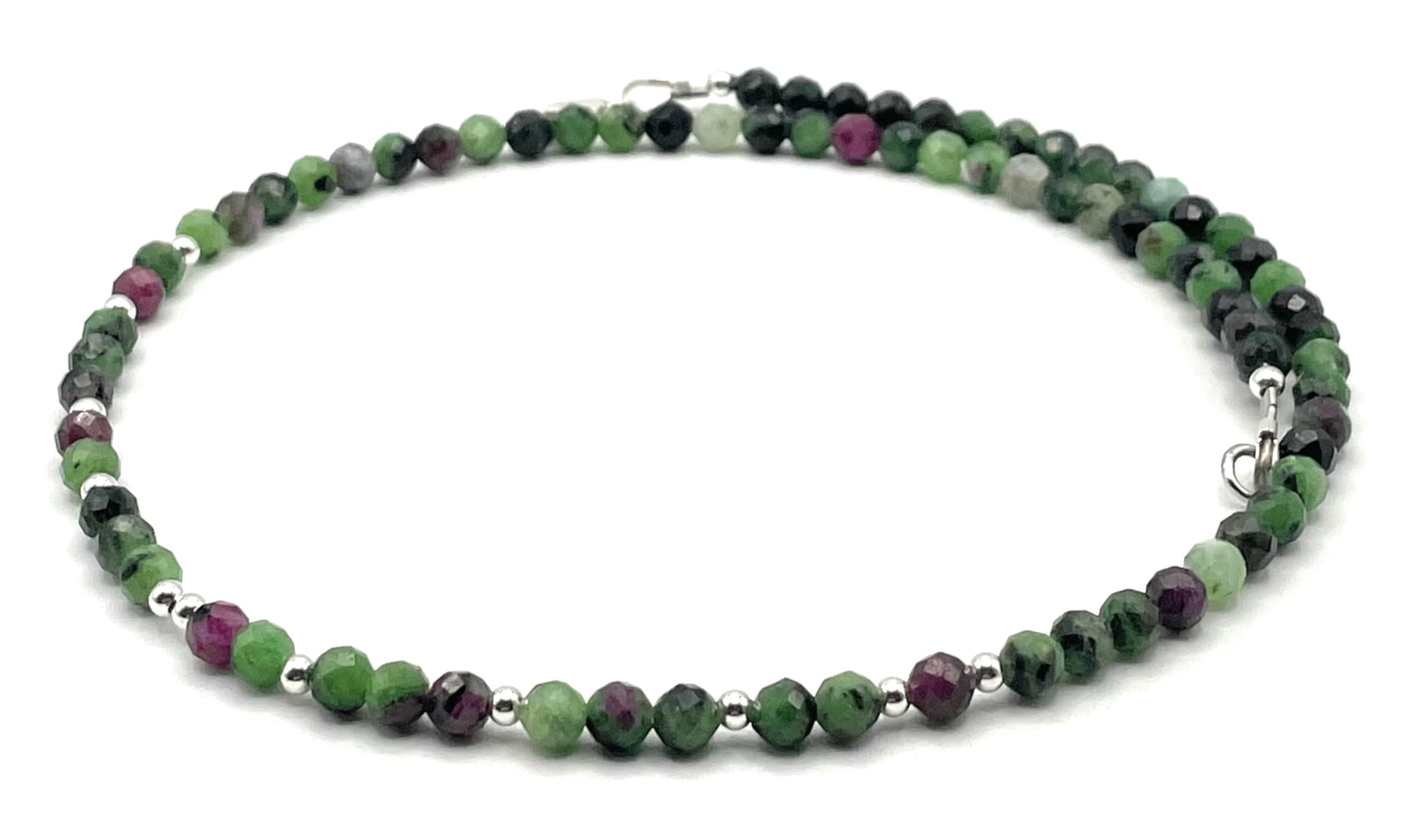 Collier Ras du Cou en Rubi Zoisite, Argent 925, Pierres de Gemmes, Bijoux Artisanaux, Cadeau pour Femmes