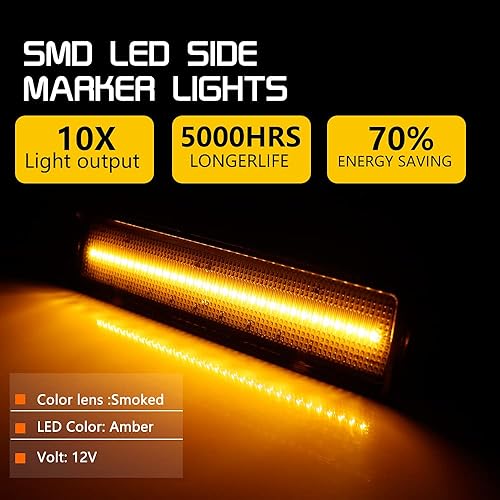 Miniatura 40 de Para 1980 1981 1982 1983 1984 1985 1986 Ford BRONCO F-150 F-250 F-350 Luces de marcador laterales de parachoques delantero lente ámbar LED Luces LED
