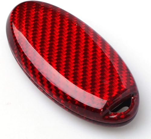 Miniatura 4 de HHYE0113 - Llavero de fibra de carbono rojo remoto sin llave para Nissan Infiniti GTR 370z Altima Q60 Q70 QX80 Armada 350Z