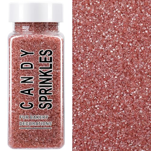 Image of Rose Gold Sanding Sugar Sprinkles, 4.6 oz Edible Sparkling Sugar Crystals for Baking Topping, Cupcakes, Cookies, Ice Cream & Cake Decorating, Wedding Party Valentines Romantic Birthday Supplies