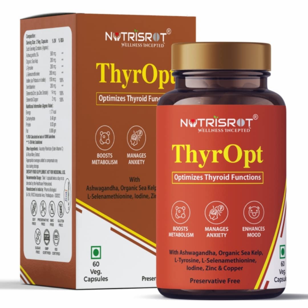 NUTRISROT̖ ThyrOpt Thyroid Supplement with Organic Sea Kelp & Ashwagandha, Support Optimized Thyroid Functions, Metabolism & Mood Booster(60 veg caps) (B09FTM3PJV) Amazon Price History, Amazon Price Tracker