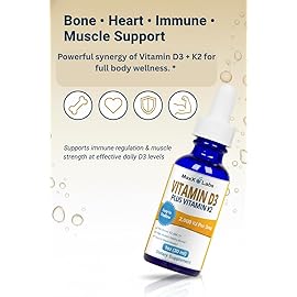 MaxX Labs Vitamin D3 K2 Liquid Drops - Liquid Vitamin-D3 2000 IU Per Drop with K2 Supplements for Adults & Kids - Vitamin D K2 MK7 for Healthy Bones, Heart & Immune - 1 Oz Dropper + 900 Days Supply