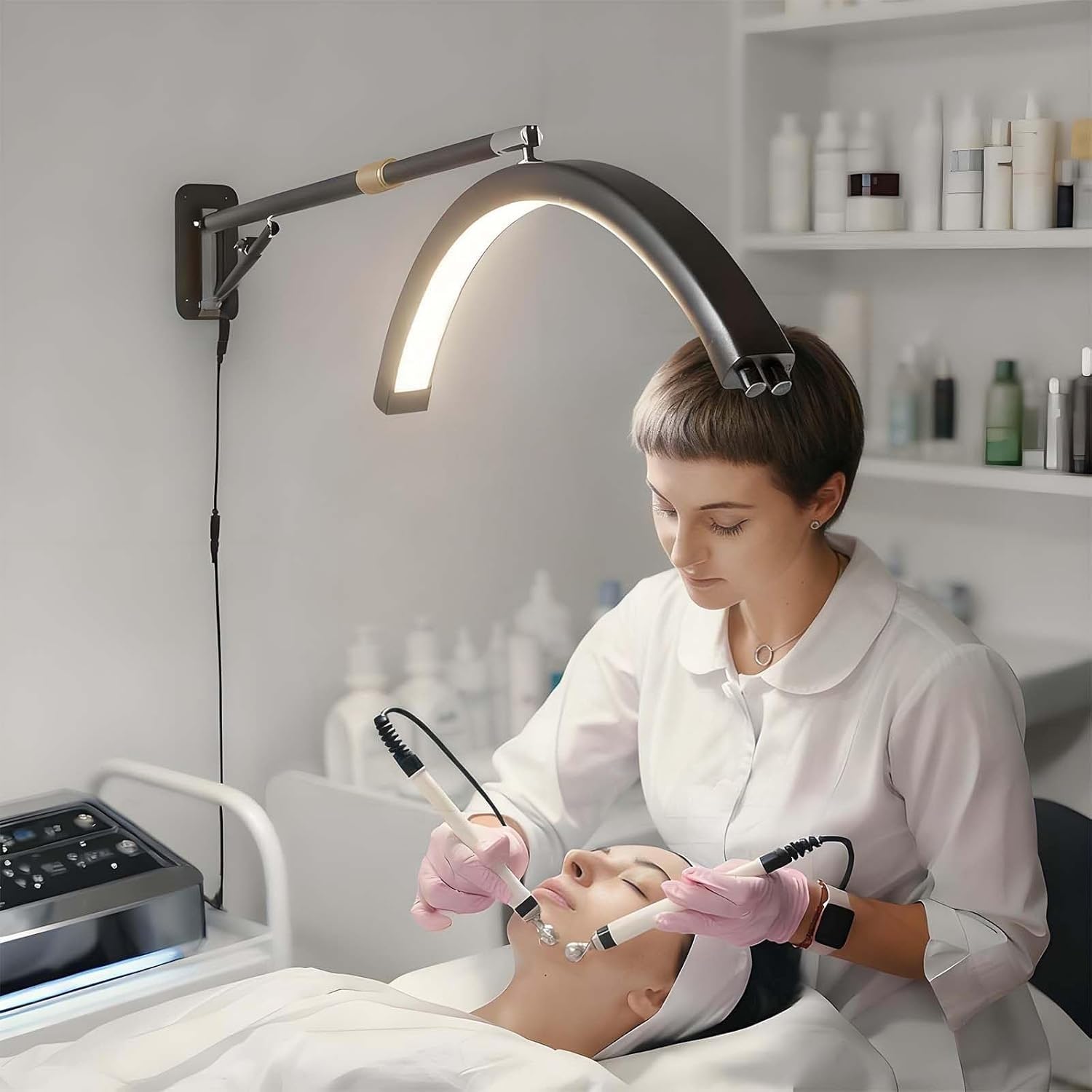 Lampada di bellezza a LED Half Moon for Lash Techs, applique da parete da 23 pollici dimmerabile(Black)