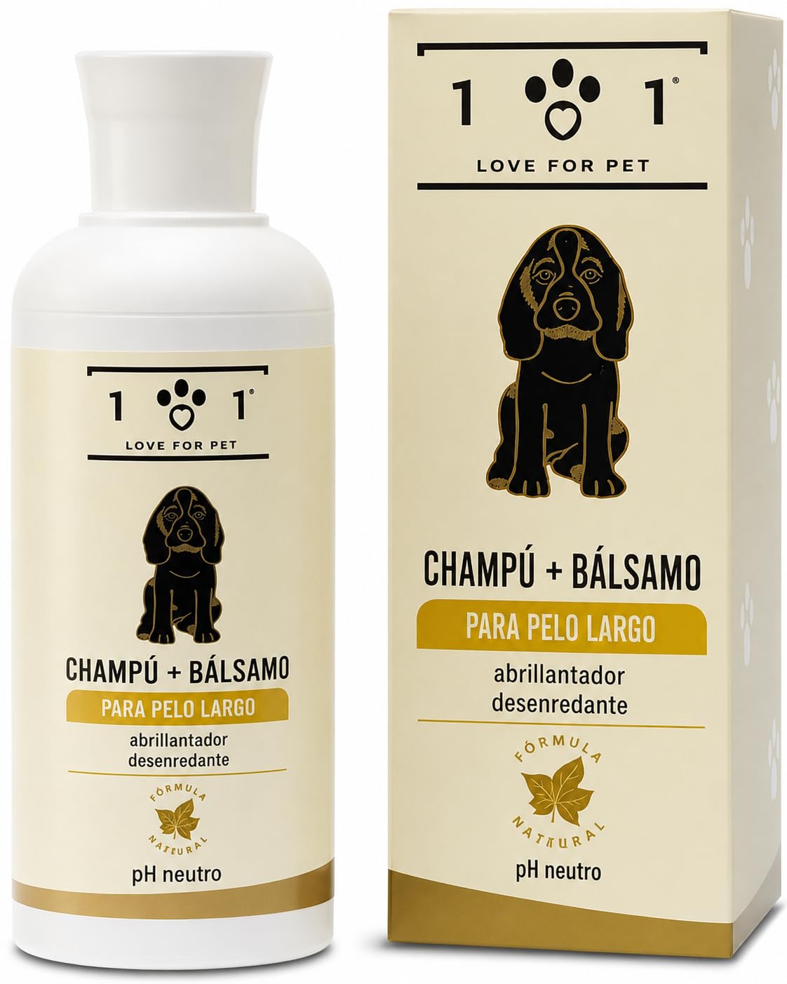 Champú + Acondicionador Natural, 250ml - Delicado y Perfumado - para Perros de Pelo Largo, Linea 101