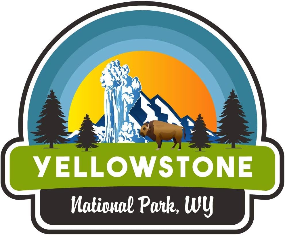 Decal Dude Yellowstone National Park Wyoming Montana Vinyl Sticker Decal for Cars, Trucks, Boats, Helmets, Computers, Water Bottles, Made with Premium Vinyl and UV Blocking Laminate