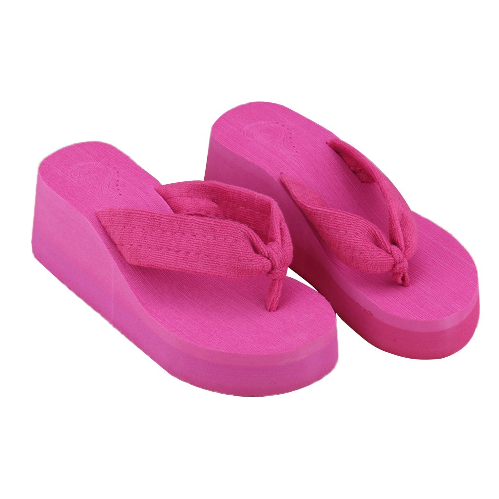 GROOMY Tongs, Été Doux Femmes Sandales Compensées String Tongs Plateforme Pantoufles Plage-Noir -38
