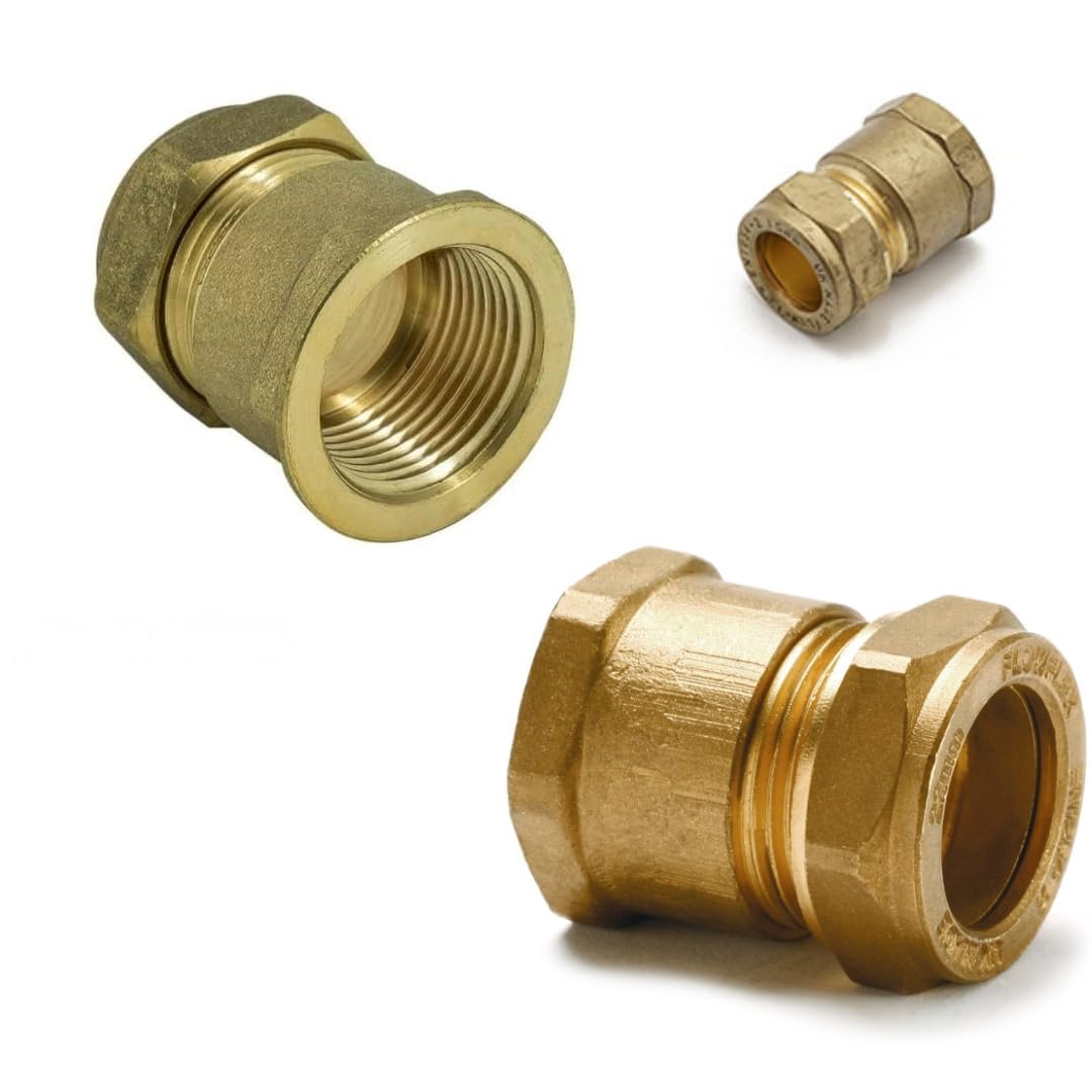Aigher Compression Adaptor, 15mm x 1/2" Female, WRAS Approved, Pack of 3, Brass