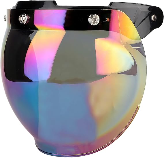 Motorcycle Helmet Shield 3 Snap Visor Flip Open Face Bell Bubble Antifog 3/4 Up Adapter Lens Helmets,Motorcycle Retro 3 Snap Sun Visor Shield Windproof Helmet Lens Colored