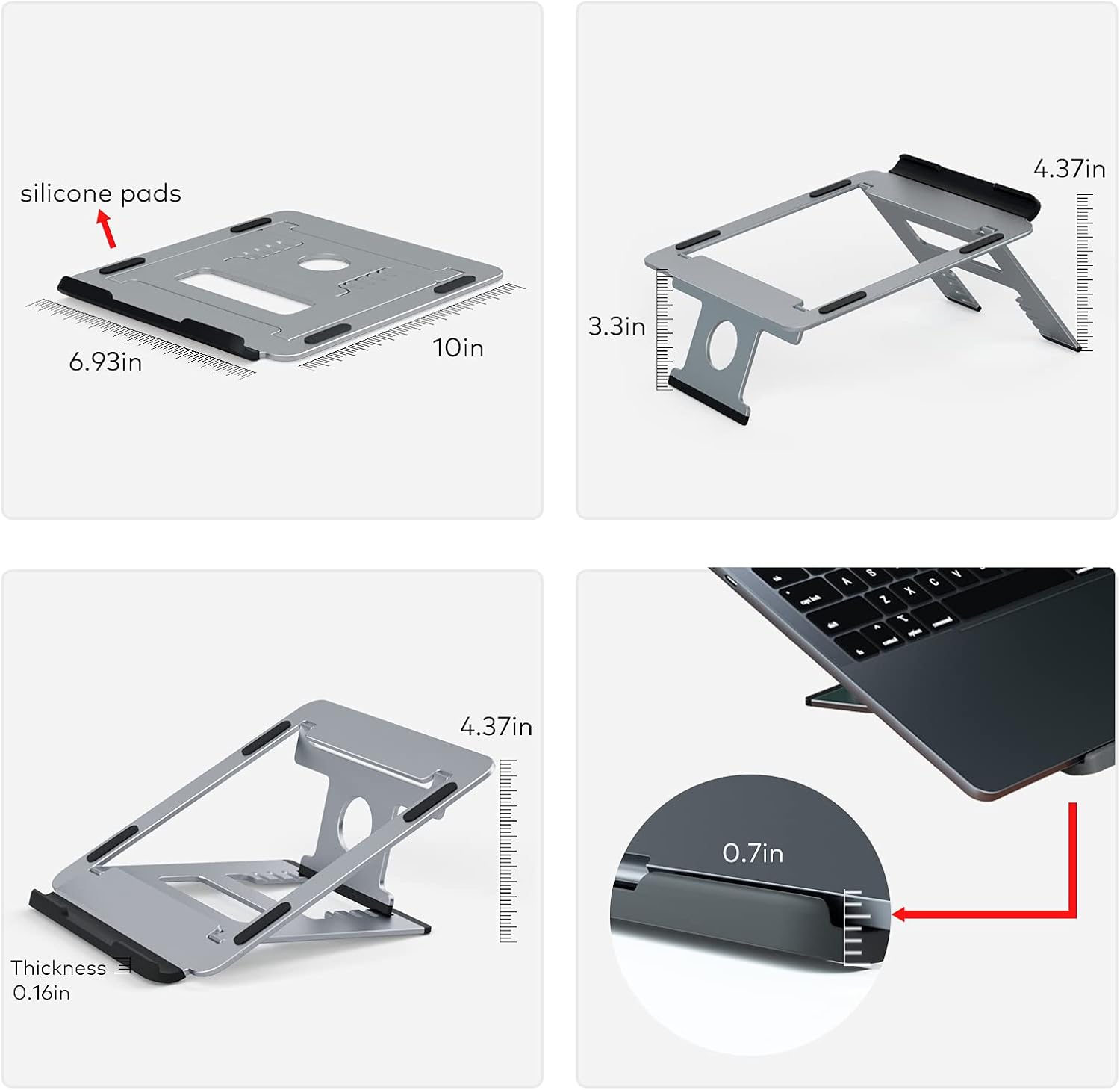 Laptop Stand, Foldable Multi-Functional Aluminum Ergonomic Portable Laptop Riser, Adjustable Stand Holder for Laptop MacBook Pro/Air, HP, Dell, Lenovo, Samsung, Acer, Huawei MateBook